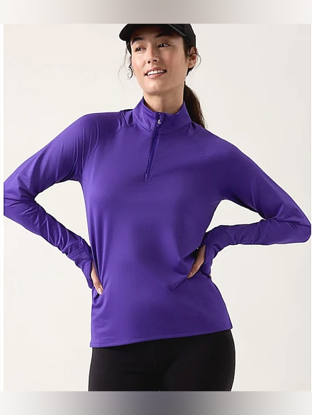 Athleta Whistler Fleece Lined Half Zip In Noble Blue ( Purple )